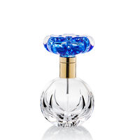 Clear Perfume Bottle With Blue Flower And Gold Metal, small