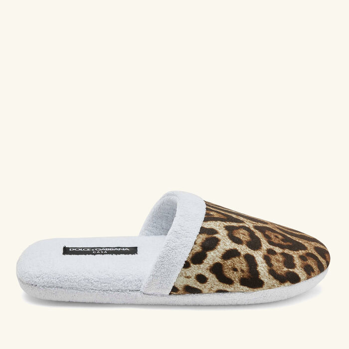 dolce gabbana casa leopard cotton terry slippers small brown