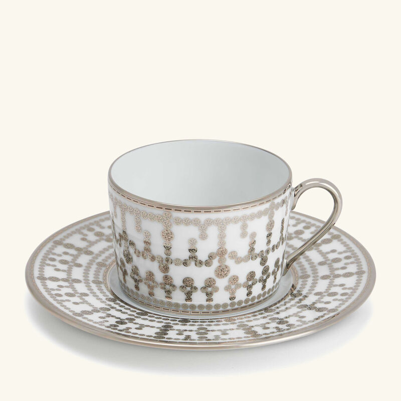 haviland tiara tea cup saucer silver set of 4