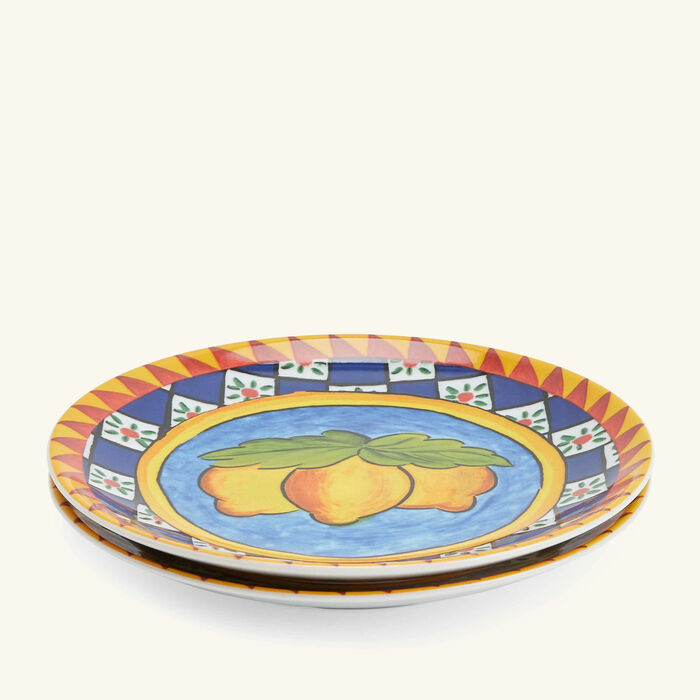 dolce gabbana casa carretto lemon dessert plate round 19cm set of 2