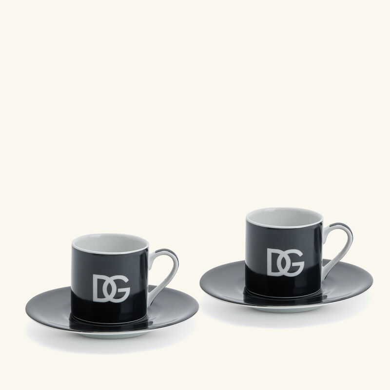 dolce gabbana casa dg logo espresso cup with saucer set of 2 black