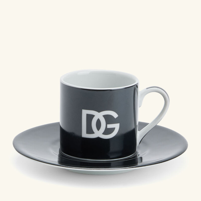 dolce gabbana casa dg logo espresso cup with saucer set of 2 black
