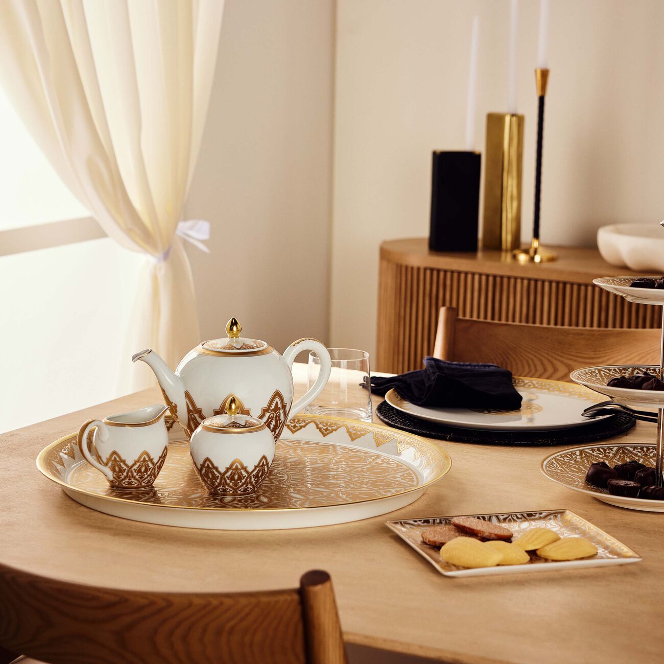 bernardaud venise serving platter round gold