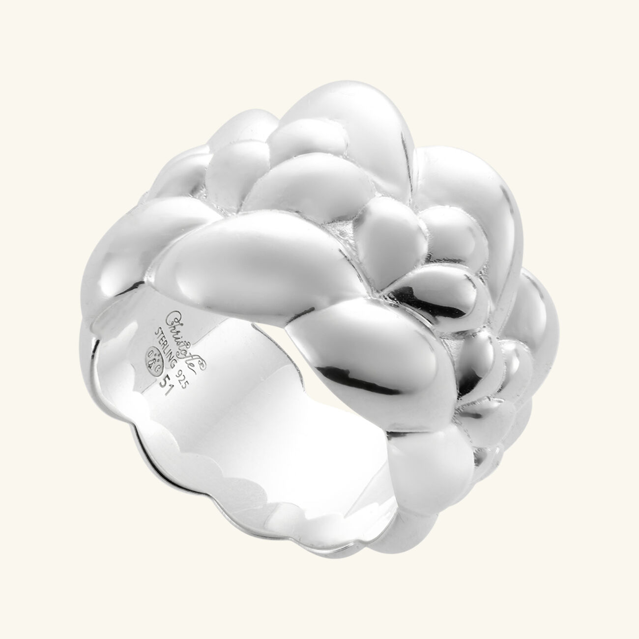 christofle babylone large bangle ring sterling silver size 53