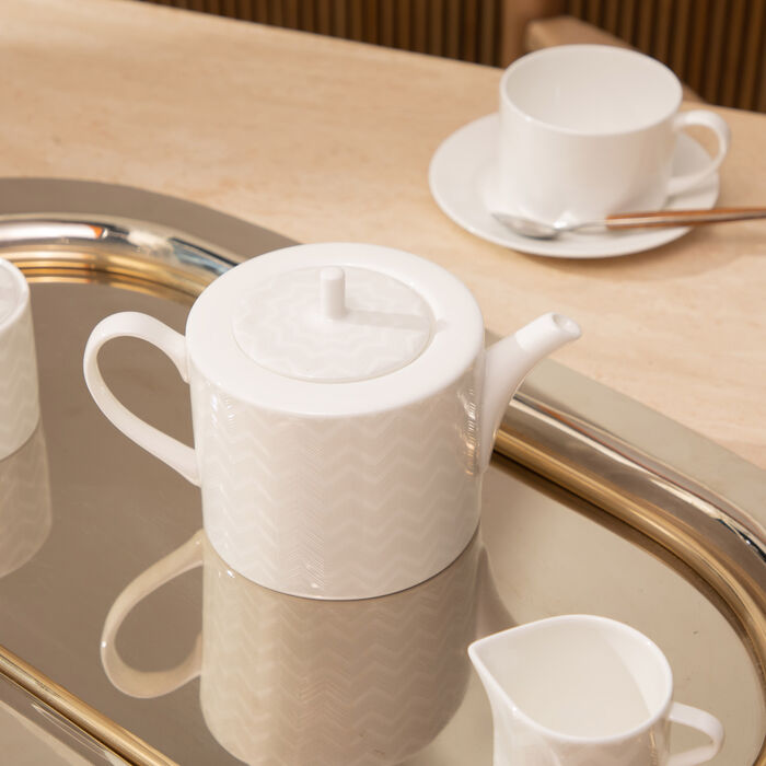 ميسوني هوم إبريق شاي وقهوة زيج زاج أبيض