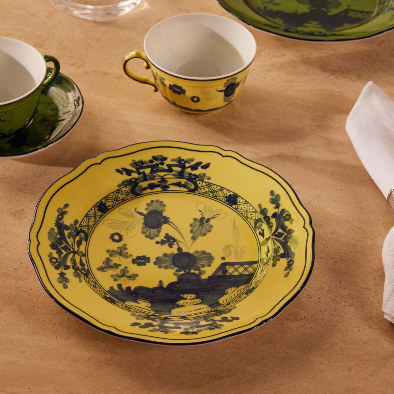 ginori 1735 antico doccia dessert plate round yellow 21cm