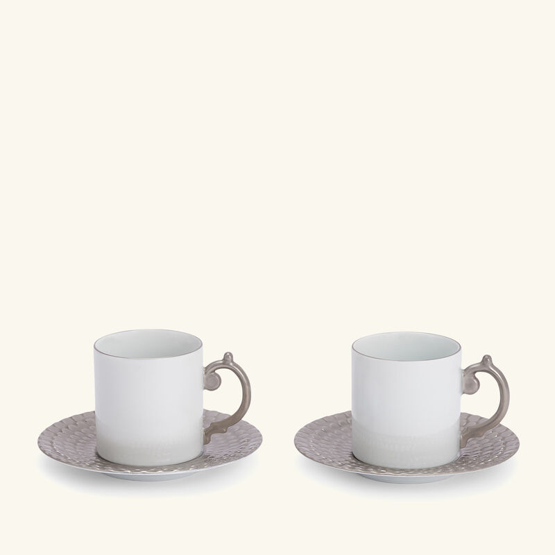 l objet aegean coffee cup saucer silver set of 2