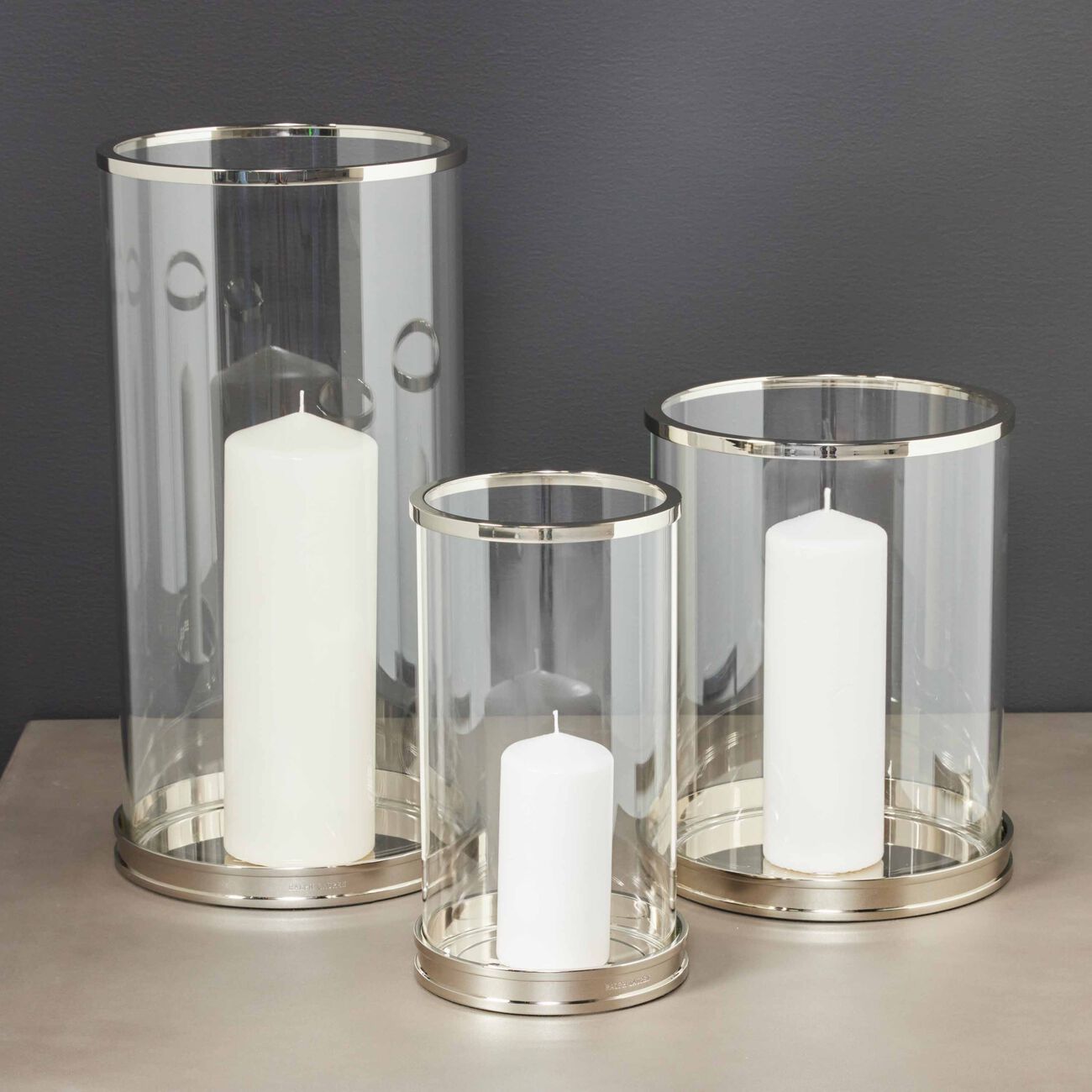 ralph lauren home modern hurricane candle holder small silver