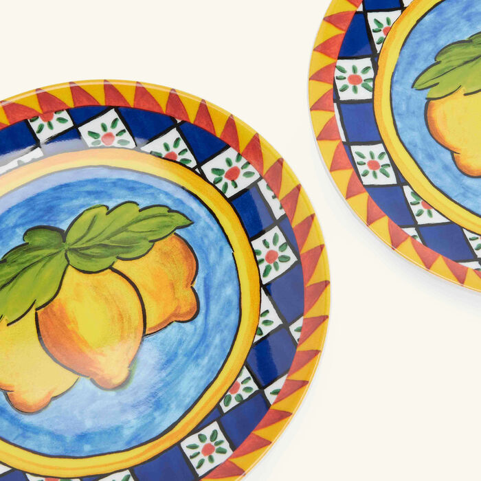 dolce gabbana casa carretto lemon dessert plate round 19cm set of 2