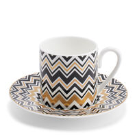 Set of 6 Zig Zag Gold Coffee Cup & Saucer, small