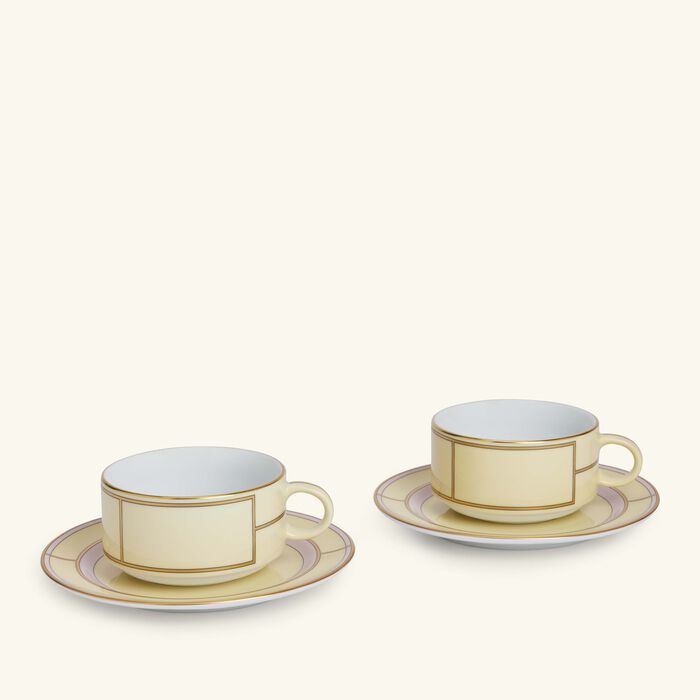 Diva Tea Cup & Saucer Yellow Set of 2