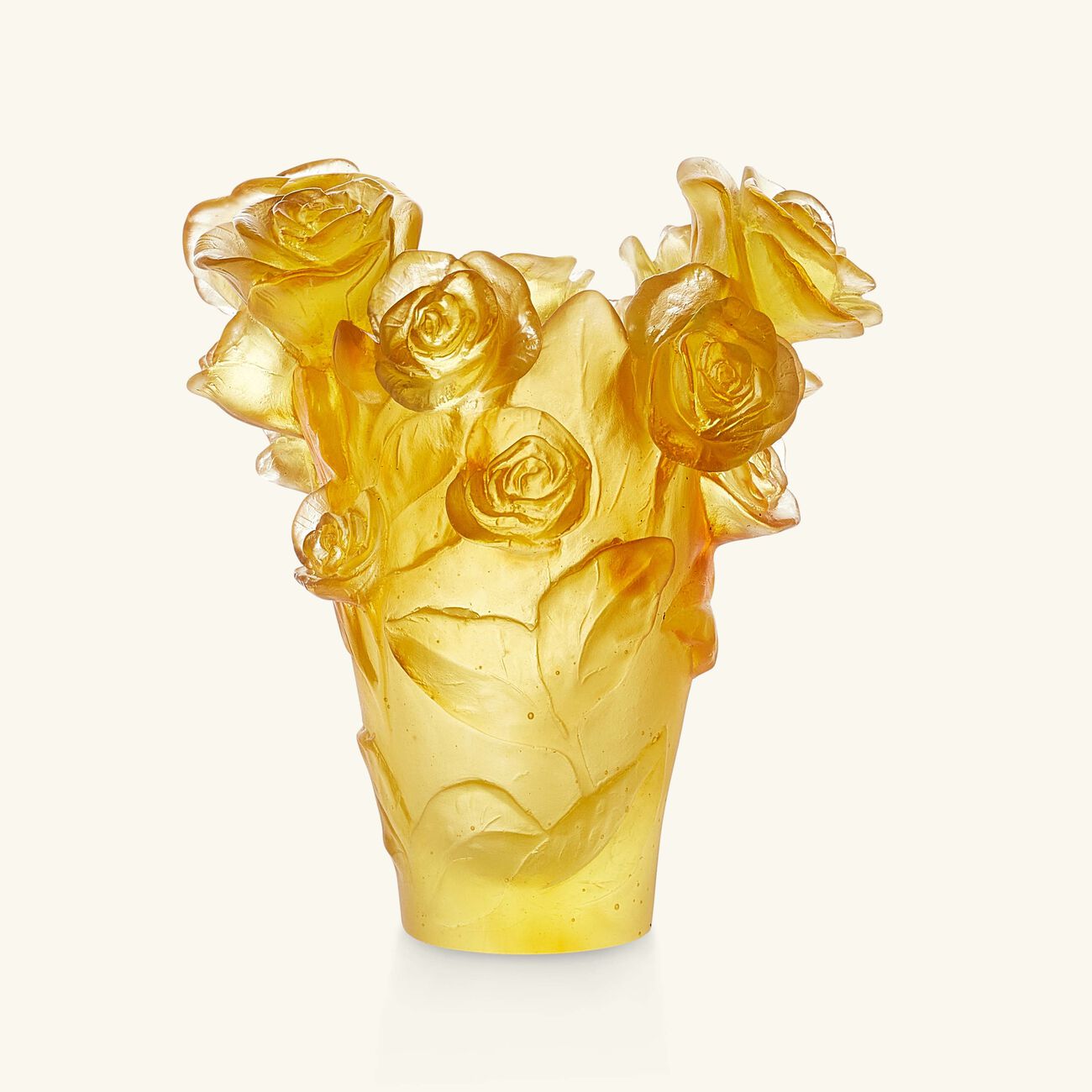 daum rose passion vase small yellow