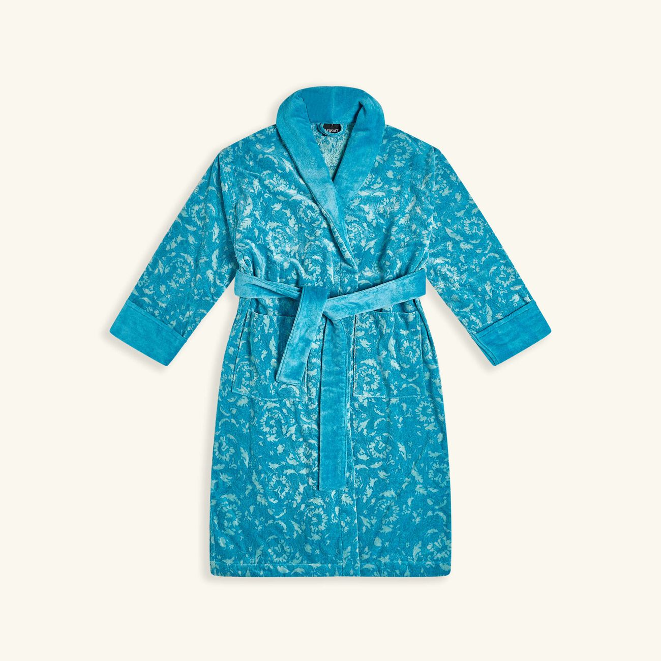 versace barocco bath robe small blue