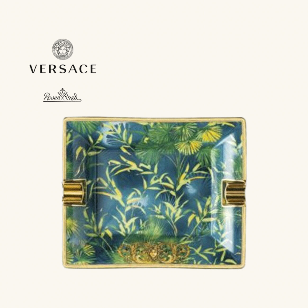 versace jungle animalier ashtray rectangular small blue