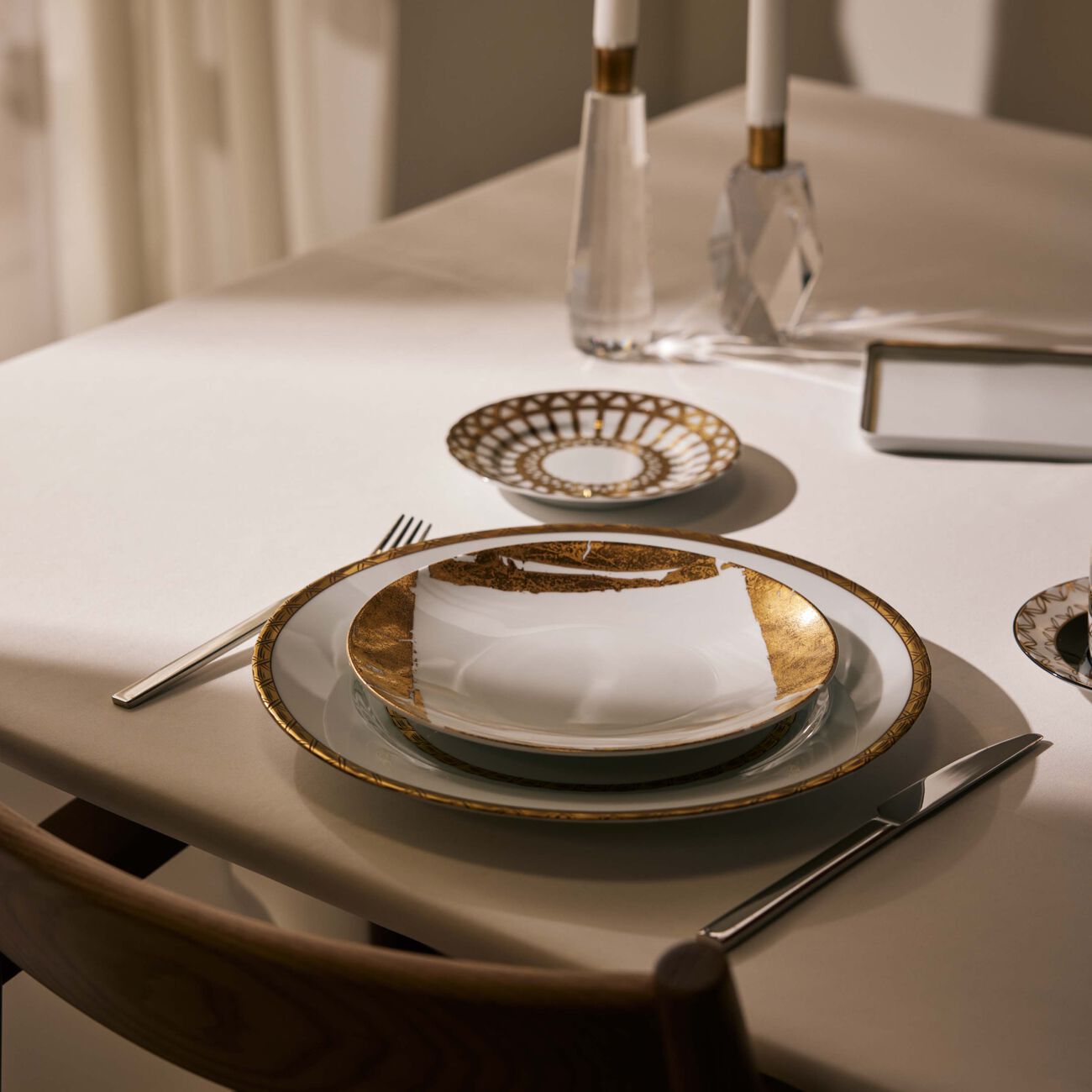 bernardaud feuille d or salad plate round gold 21cm