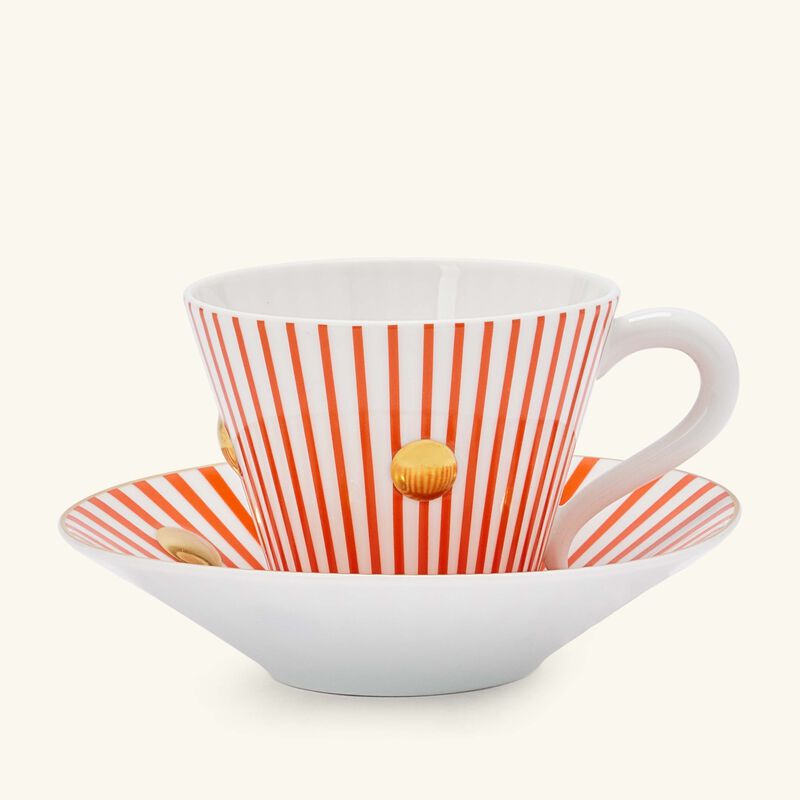 bernardaud delphos et knossos tea cup saucer red set of 2