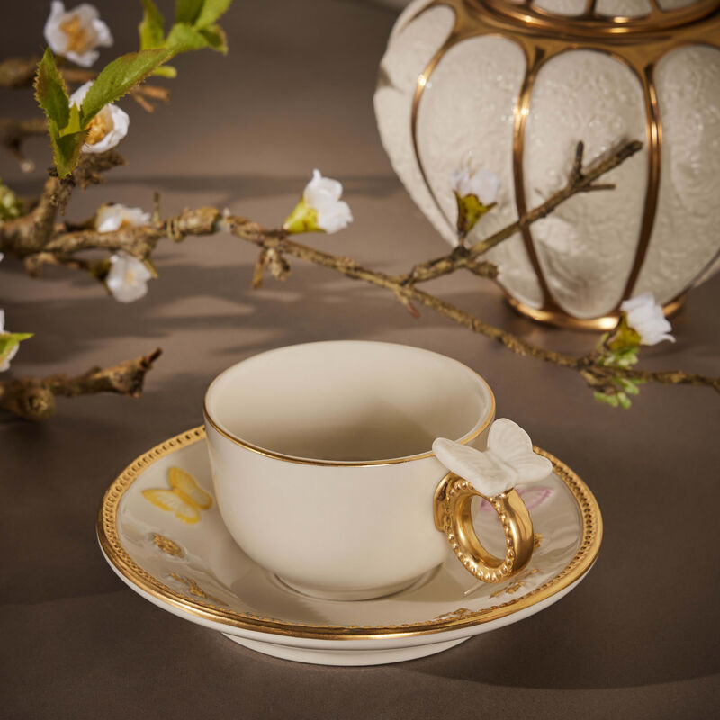 villari butterfly coffee cup saucer multicolor