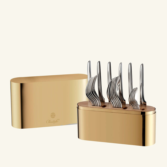 christofle concorde cutlery case gold