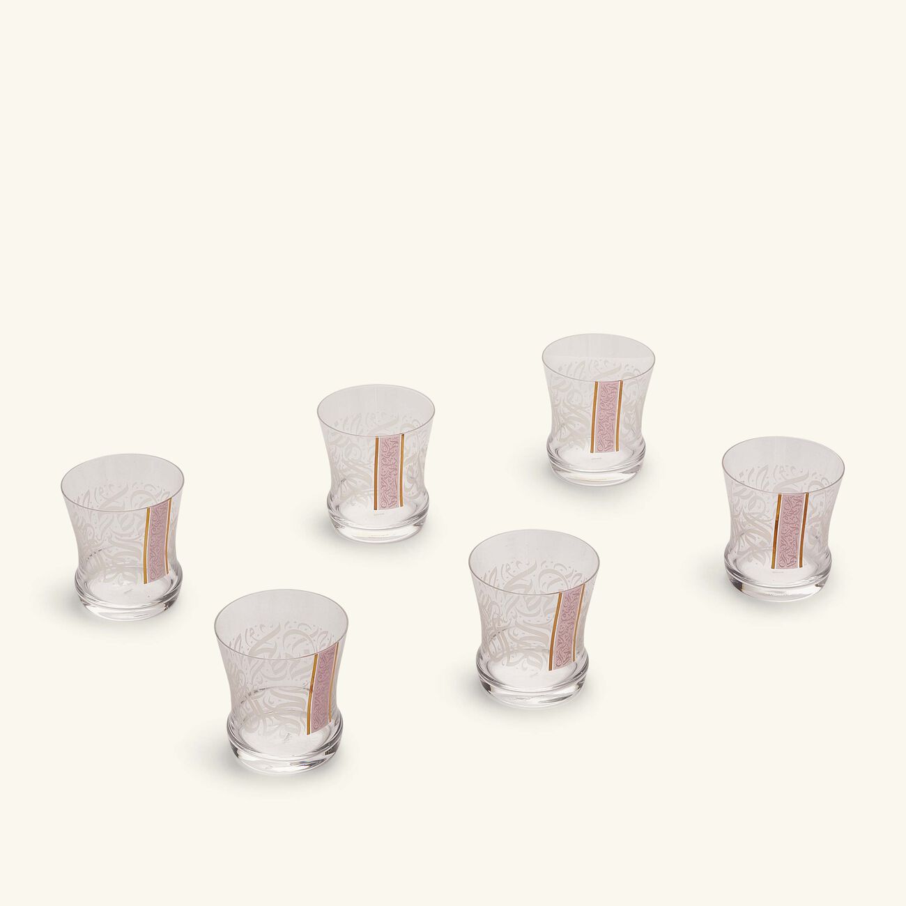 Nagham Short Glass Tumbler Pink Set of 6 dimlaj nagham short glass tumbler pink set of 6