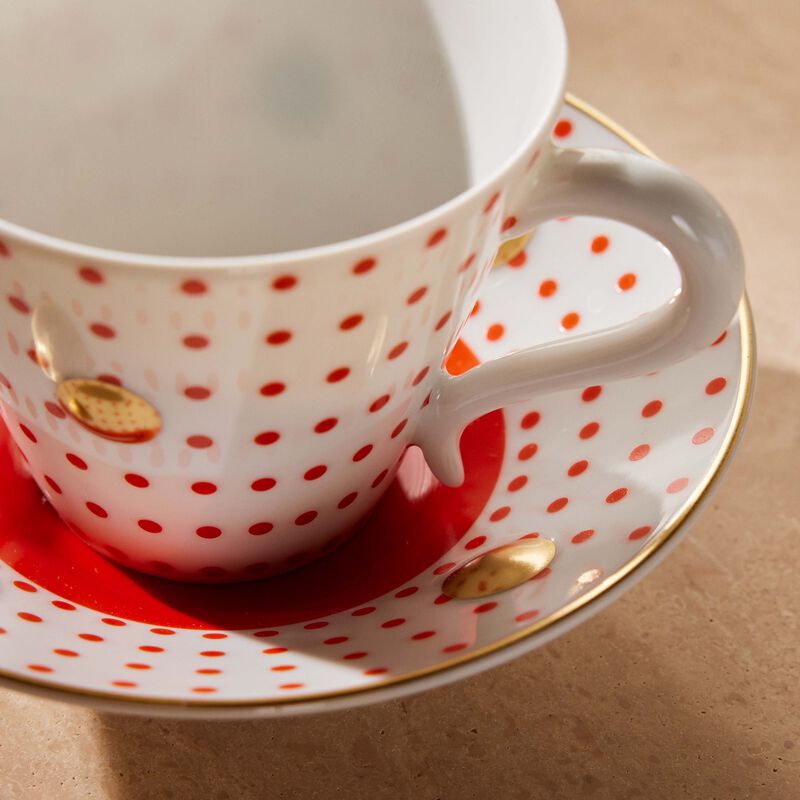 bernardaud delphos et knossos tea cup saucer red set of 2