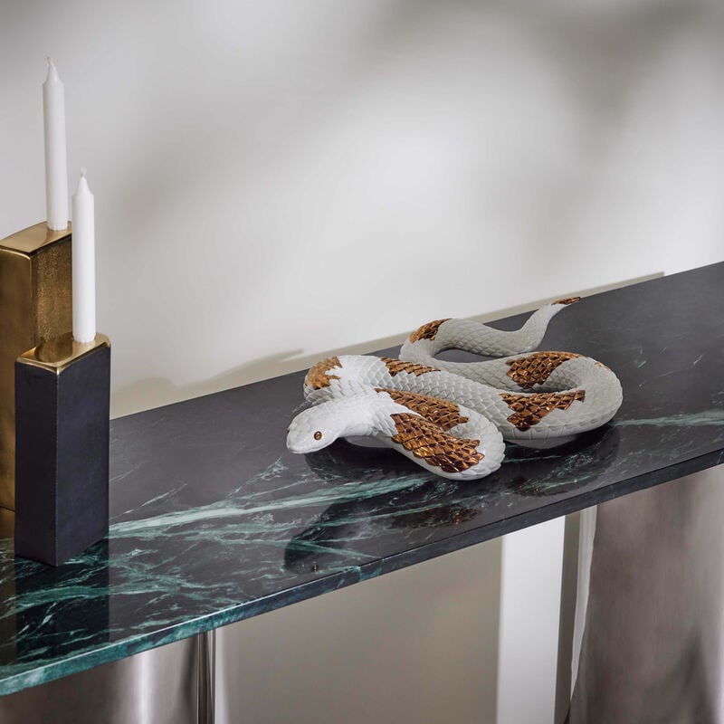 Copper Snake Sculpture Large Gold lladro copper snake sculpture large gold