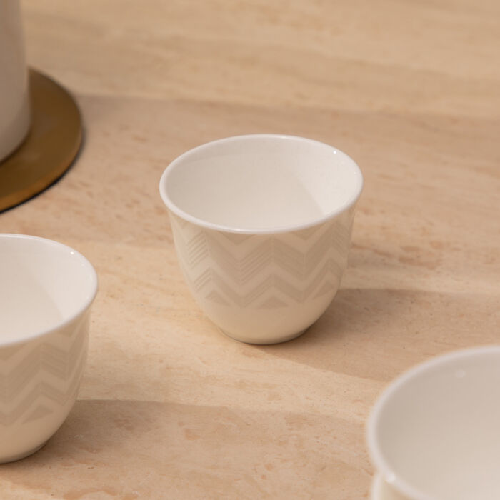 فنجان عربي زيج زاج أبيض طقم ست قطع ميسوني هوم فنجان عربي زيج زاج أبيض طقم ست قطع