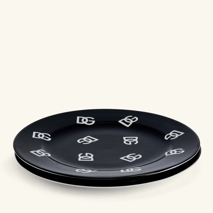 dolce gabbana casa dg logo dinner plate round 26cm set of 2