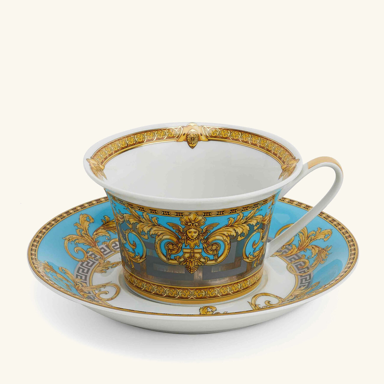 versace prestige gala tea cup saucer white set of 6