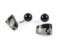 Cufflinks Dalmatian Jasper Black Agate Silver With Box Cufflinks Dalmatian Jasper Black Agate Silver With Box, small