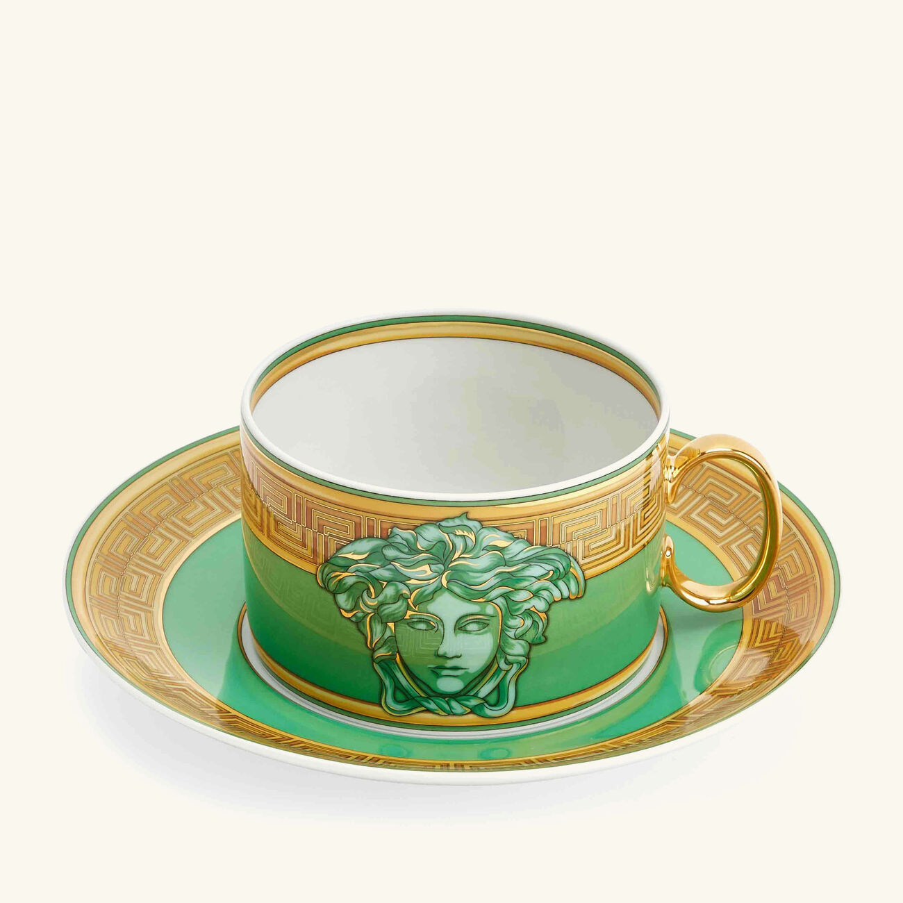 versace green coin tea cup saucer green