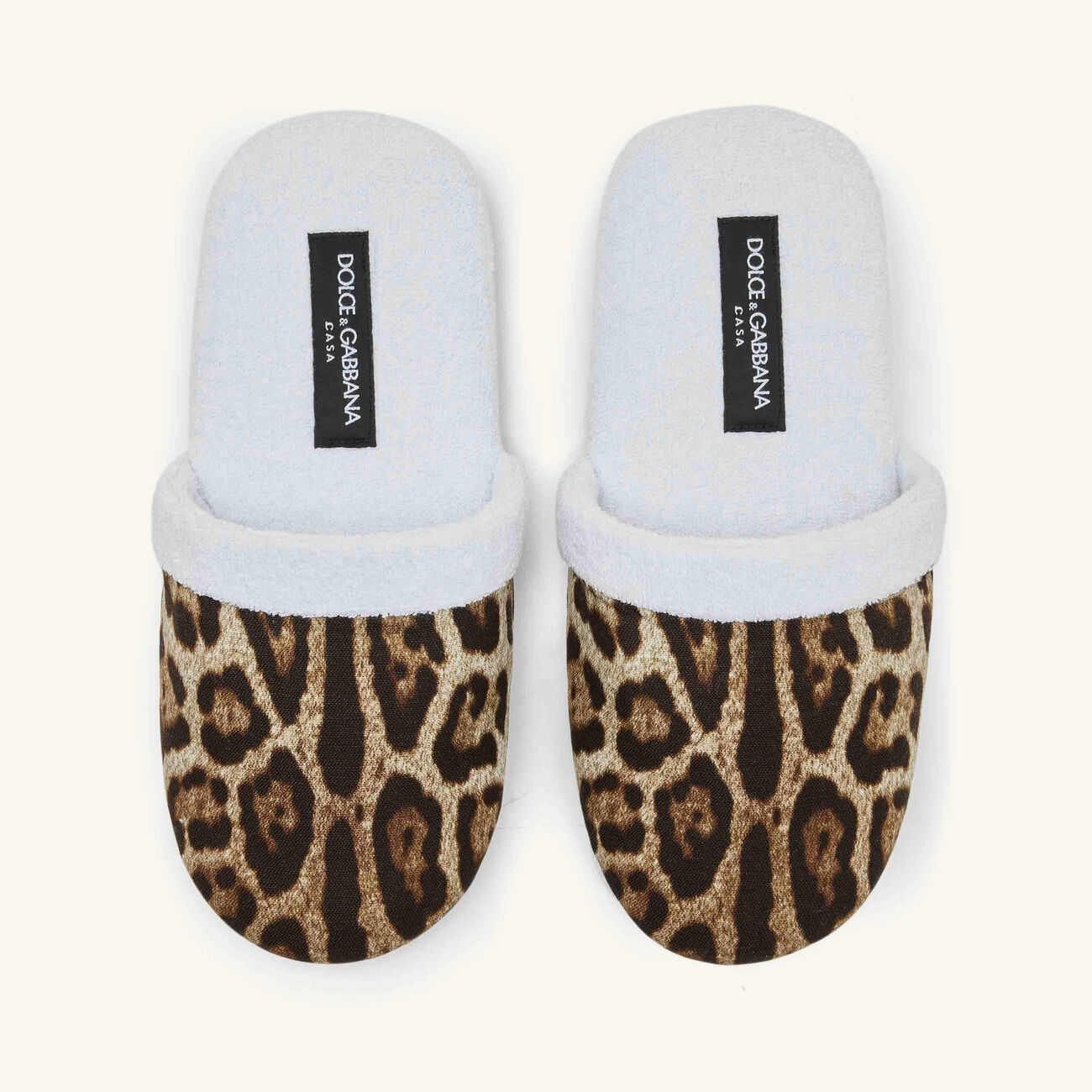 dolce gabbana casa leopard cotton terry slippers small brown