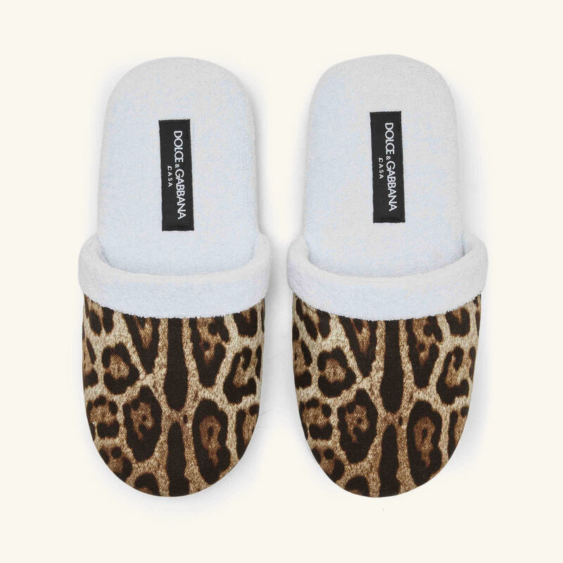 dolce gabbana casa leopard cotton terry slippers small brown