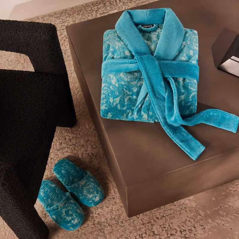 versace barocco bath robe small blue