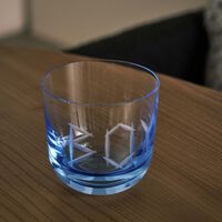 ruckl abc boy drinking glass blue