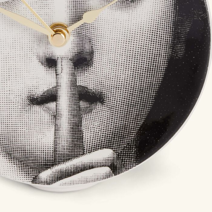 fornasetti silenzio desk clock grey