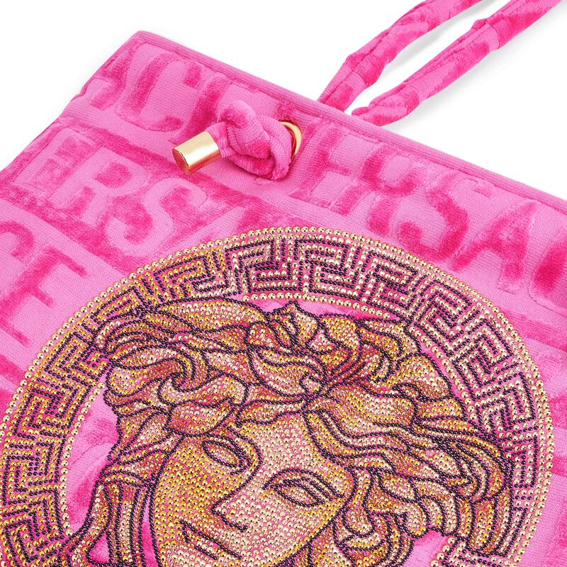 versace crystal medusa towel tote bag pink