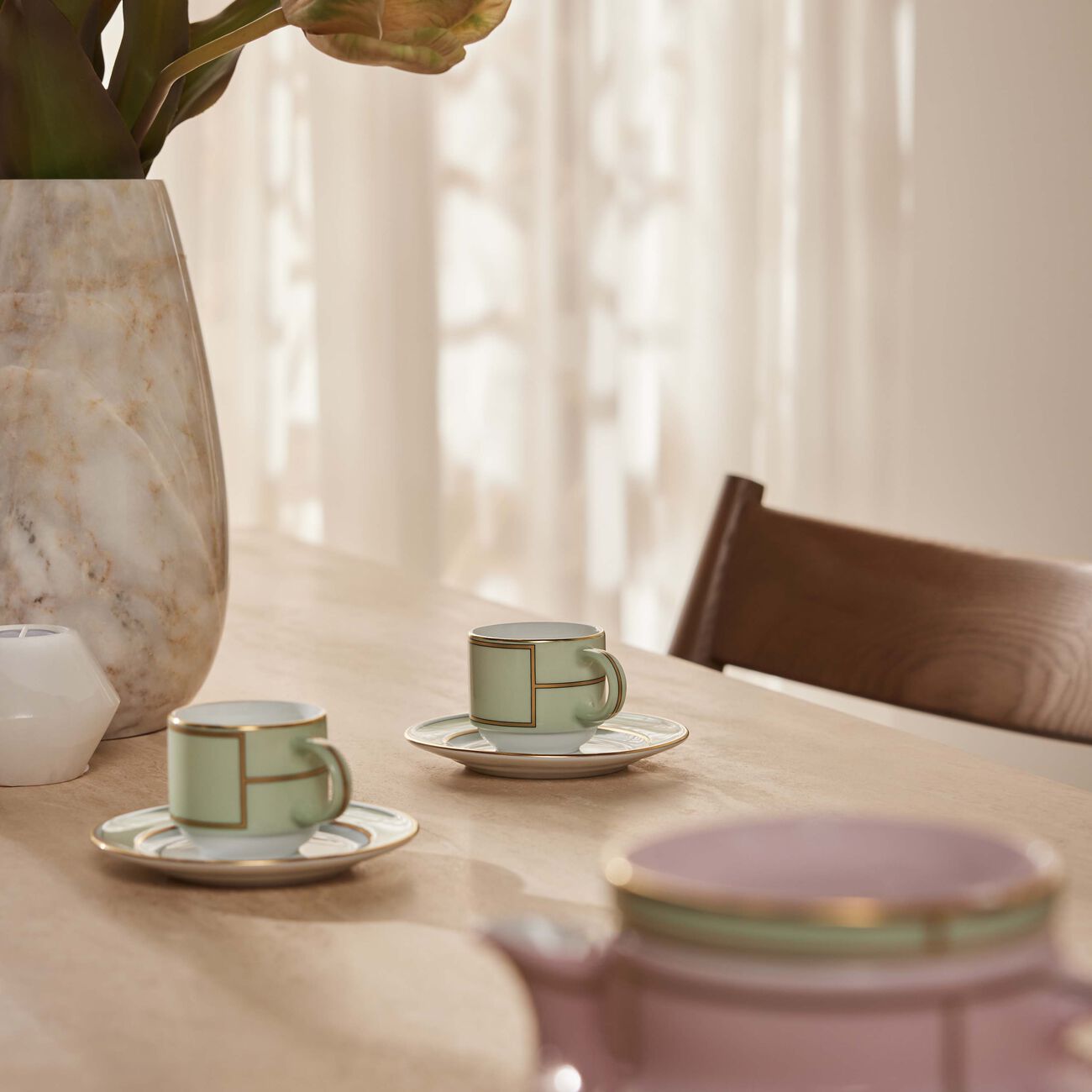 ginori 1735 diva coffee cup saucer green set of 2
