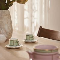 ginori 1735 diva coffee cup saucer green set of 2