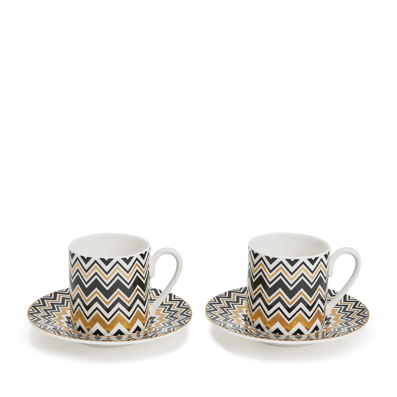 Zig Zag Gold Coffee Cup & Saucer, large
