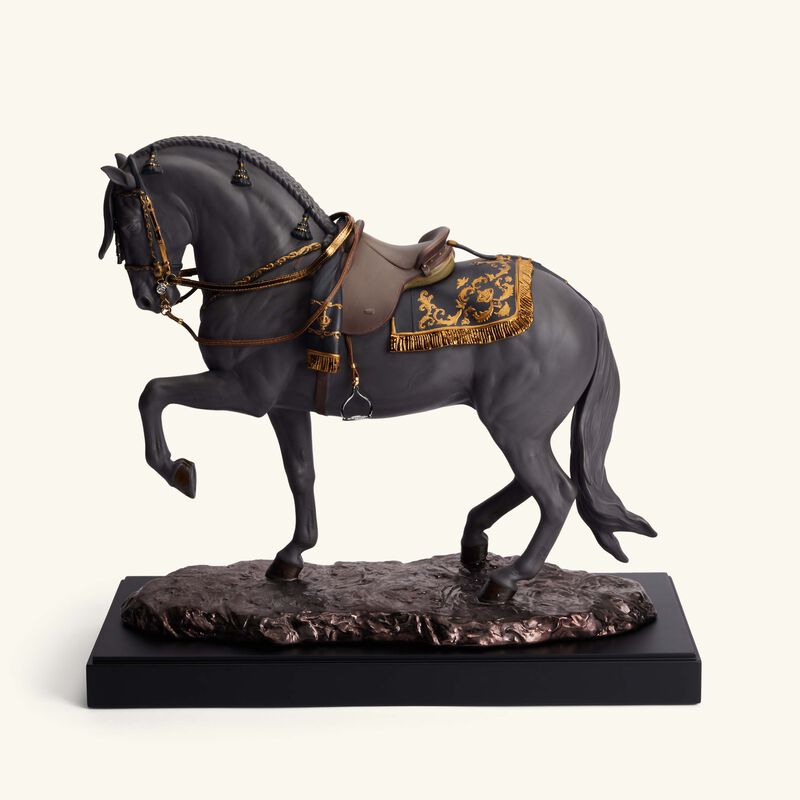 lladro spanish pure breed horse sculpture large black