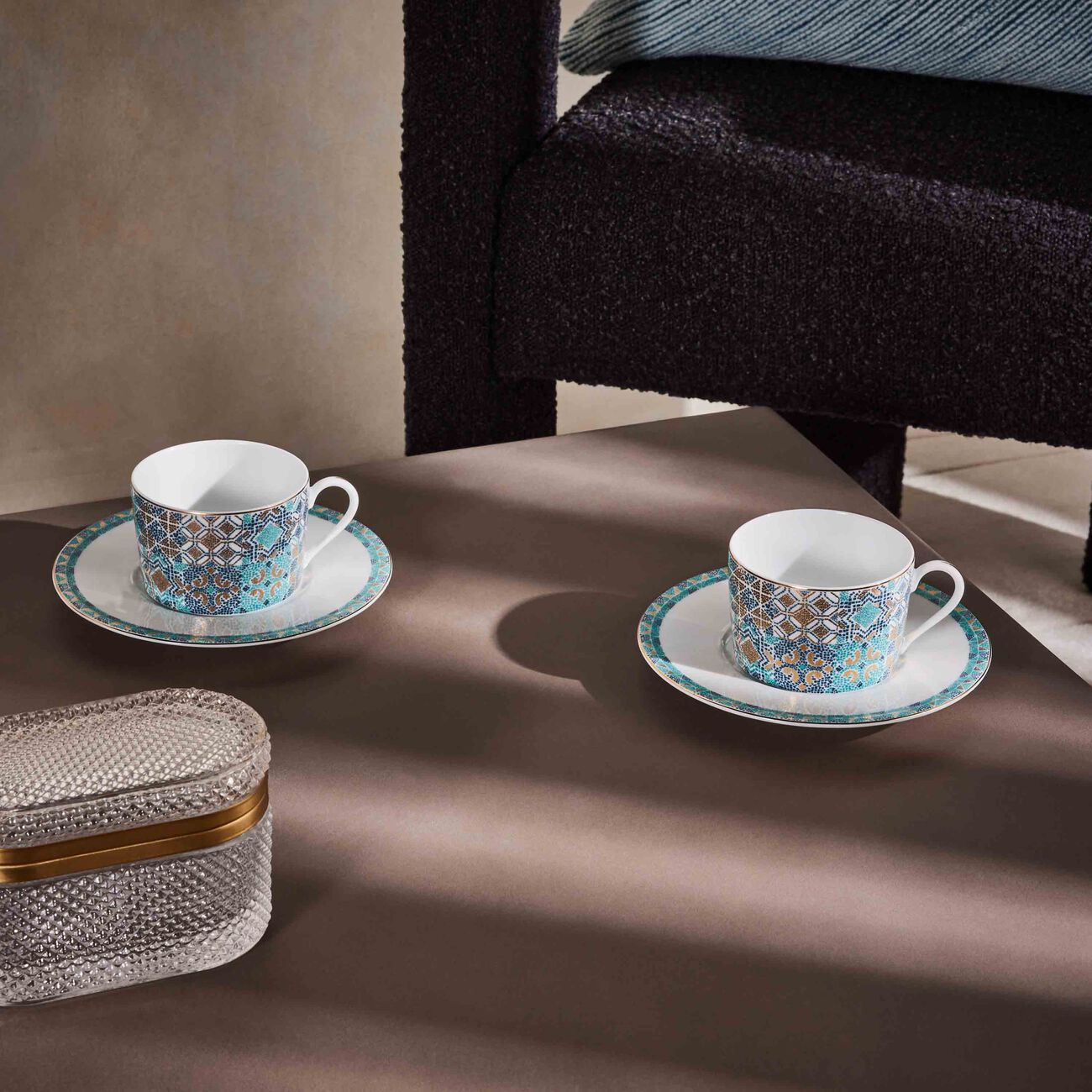 haviland portofino tea cup saucer blue set of 4