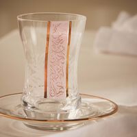 دملاج طقم نغم المؤلف من 6 فناجين للشاي مع صحونها باللون الوردي