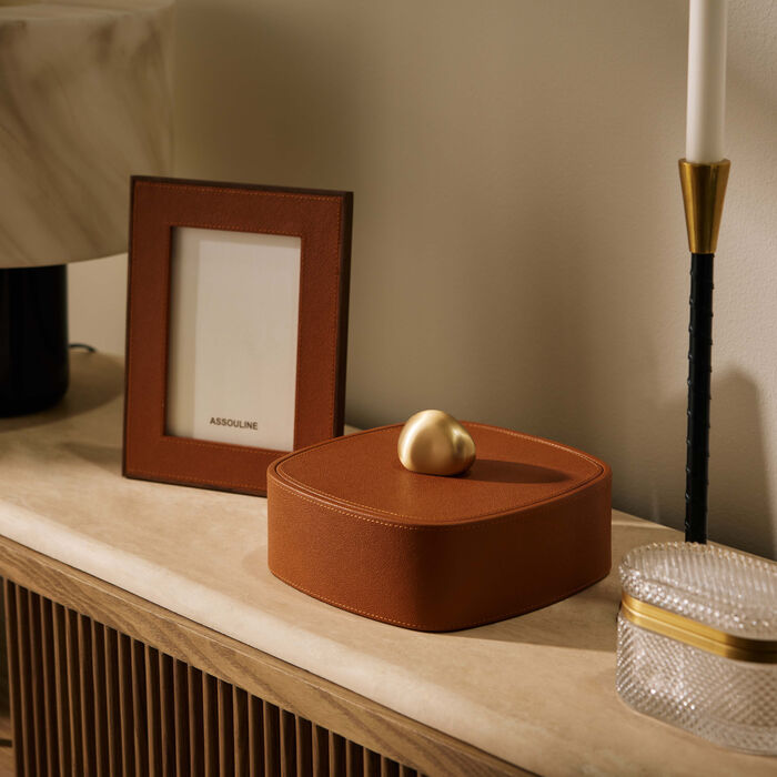 assouline pebble trinket box camel
