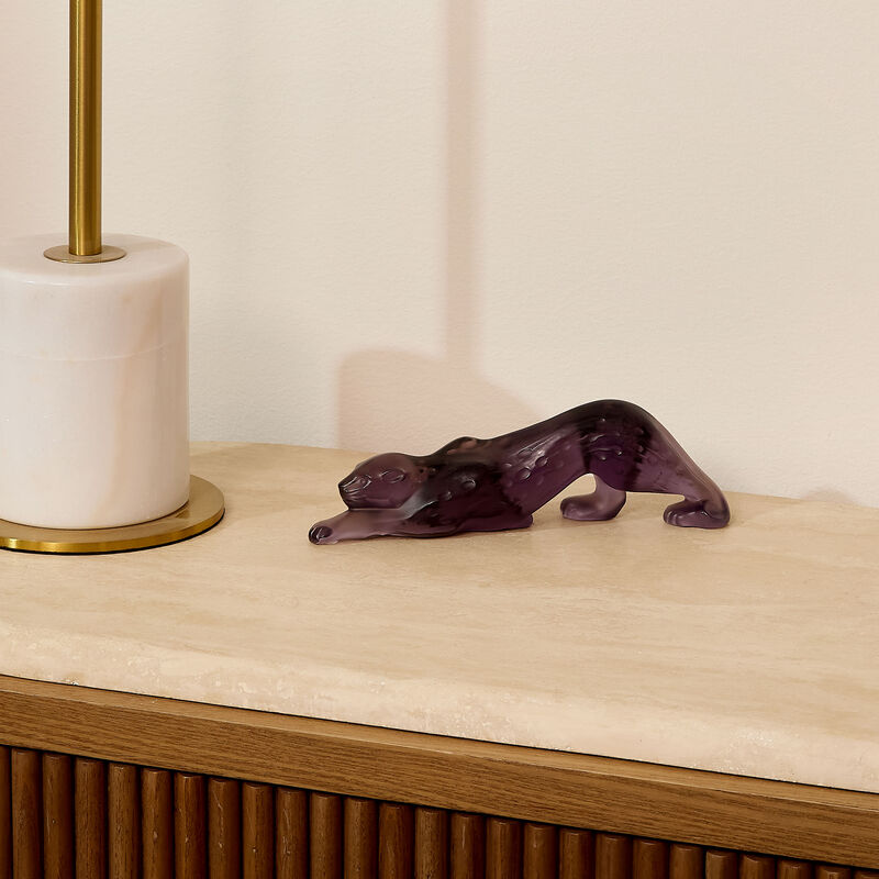 Vesper Zeila Panther Sculpture Small Purple lalique vesper zeila panther sculpture small purple
