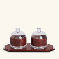 دملاج طقم حياة المؤلف من وعائين للضيافة باللون البني