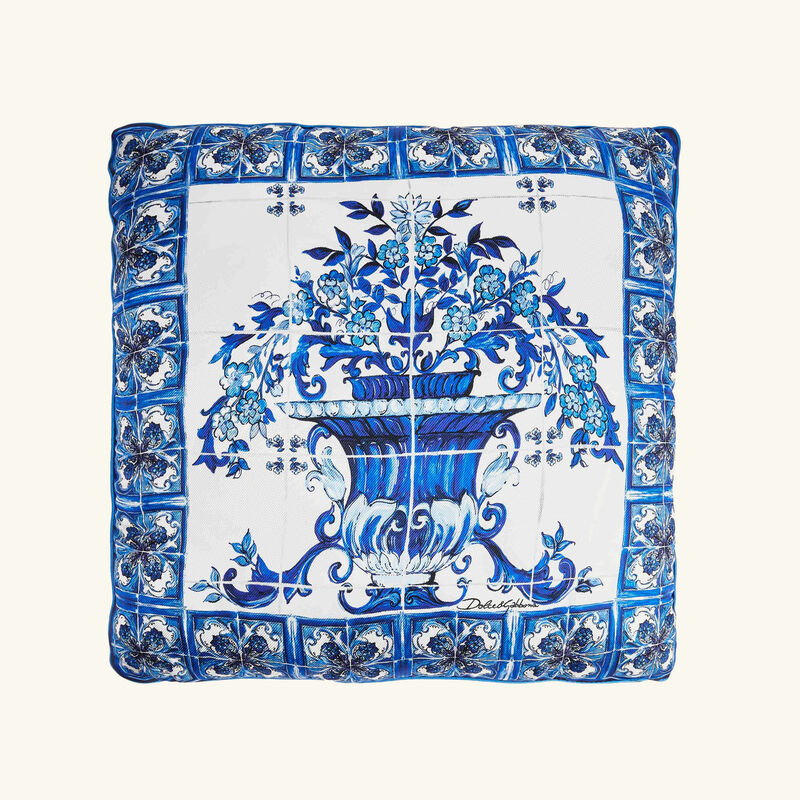 Blu Mediterraneo Silk Twill Pillow dolce gabbana casa blu mediterraneo silk twill pillow