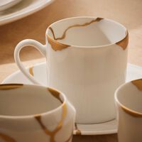 bernardaud kintsugi coffee cup saucer white set of 6