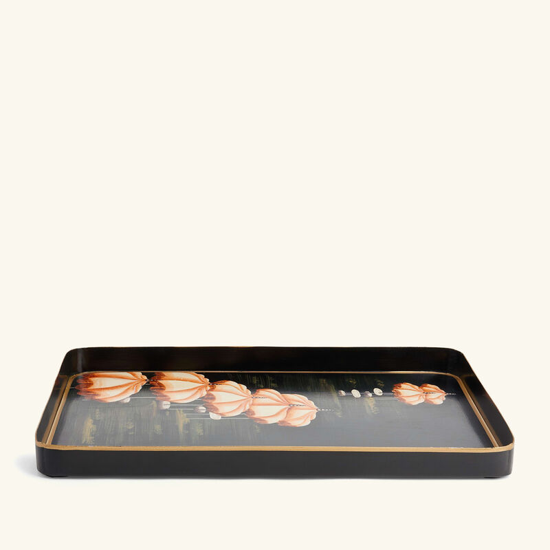 les ottomans flora serving tray rectangular medium black