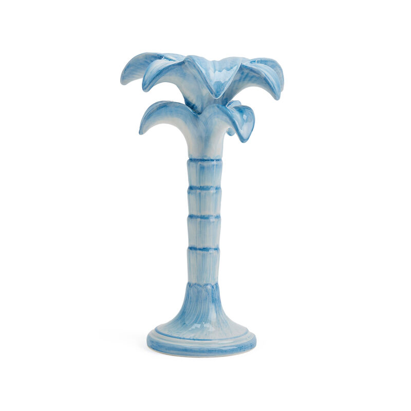 Palm Trees Candle Holder - Blue - Medium, large