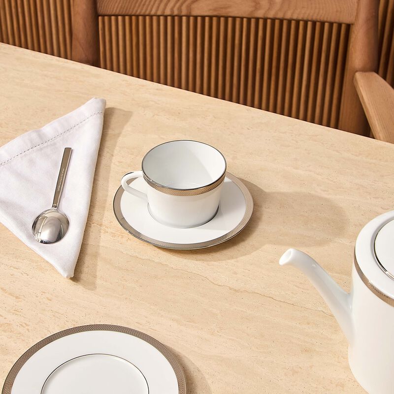 bernardaud maille platine tea cup   saucer white